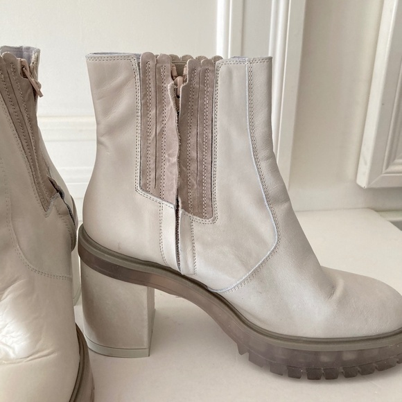 Free People James Chelsea Gray Leather Heeled Boots Sz 41 - Picture 6 of 10